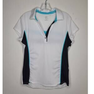 EP Pro black teal short sleeve golf polo shirt - large